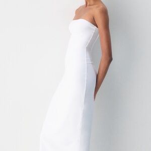 Aritzia Elegant Contour White Strapless Dress
